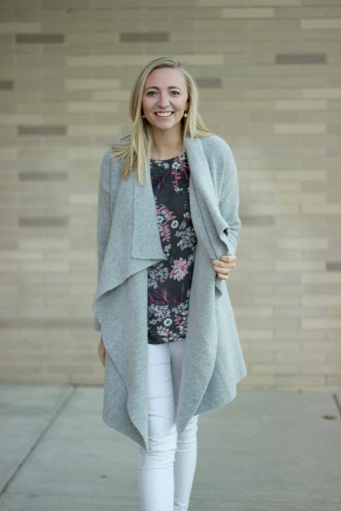 Grey Cardi Floral Blouse Look A Dash of Bruck 14