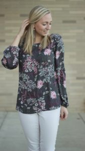 Grey Cardi Floral Blouse Look A Dash of Bruck 11