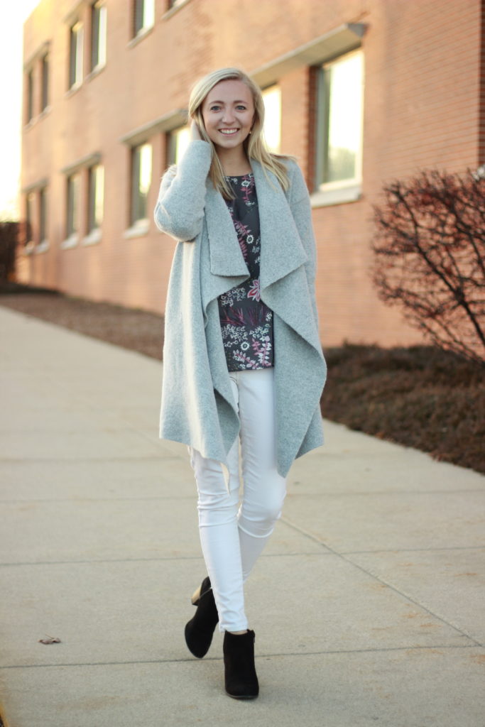 Grey Cardi Floral Blouse Look A Dash of Bruck 10