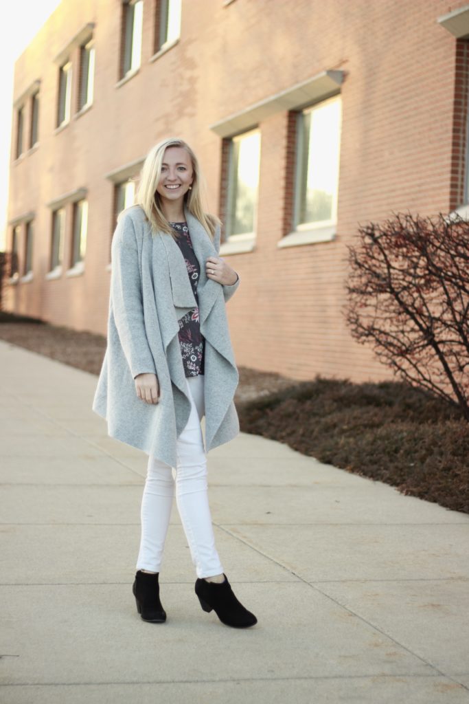 Grey Cardi Floral Blouse Look A Dash of Bruck 8