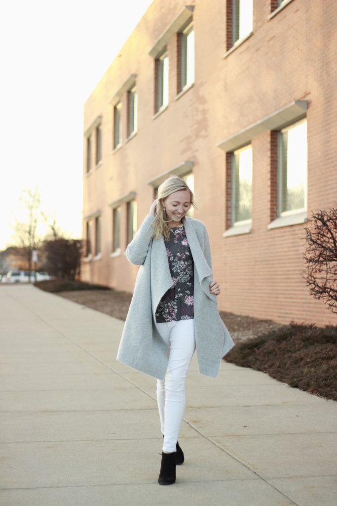 Grey Cardi Floral Blouse Look A Dash of Bruck 4